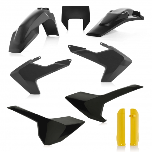 KIT PLÁSTICOS COMPLETO ACERBIS HUSQVARNA TE / FE 2017-2019 - PRETO / AMARELO